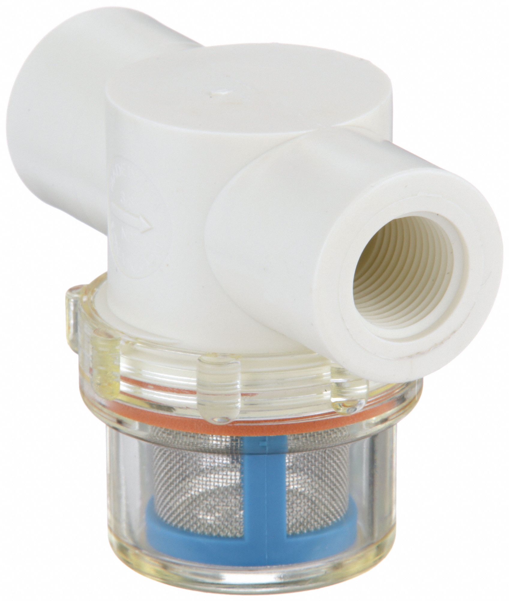 INLINE STRAINER: NYLON, ⅜ IN, NPT, 48 MESH, 100 PSI AT 125 ° F, 2 7/16 IN H, 3 IN L, CLEAR