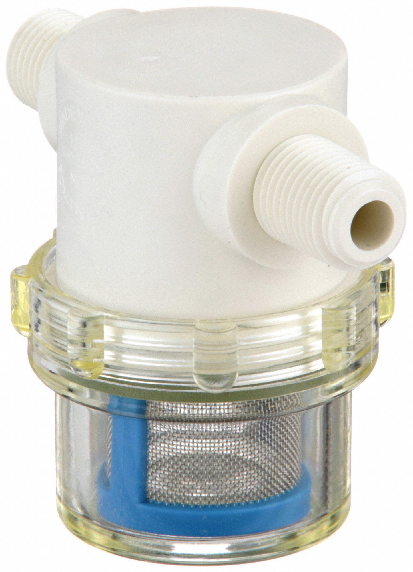 INLINE STRAINER: NYLON, ¼ IN, NPT, 48 MESH, 100 PSI AT 125 ° F, 2 7/16 IN H, 3 IN L, CLEAR