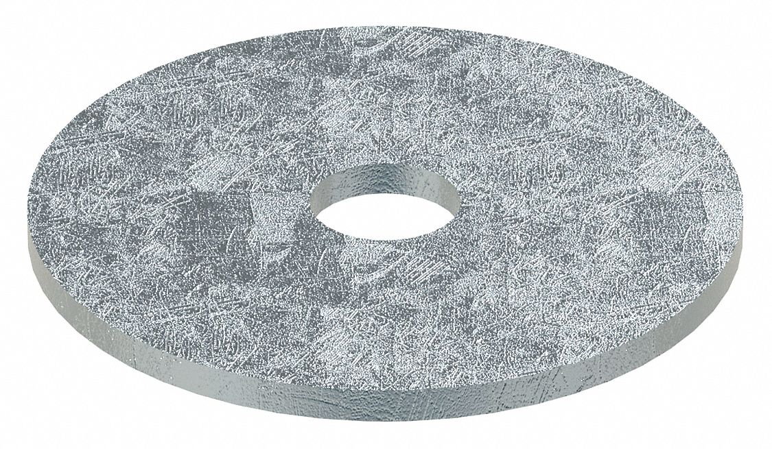 Large O.D. Oversized Washer: Case Hardened, Zinc Plated, Steel, 5/16 in Screw Sz, 100 PK