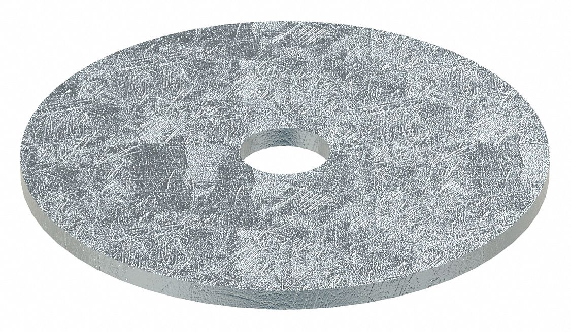 Large O.D. Oversized Washer: Case Hardened, Zinc Plated, Steel, 5/16 in Screw Sz, 50 PK