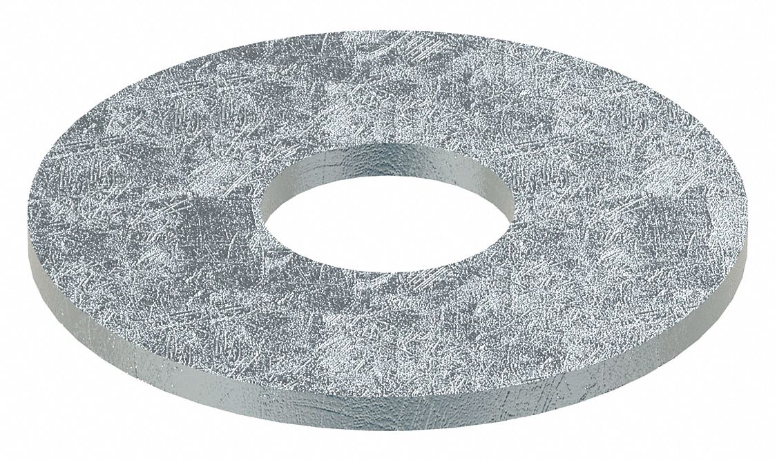 Large O.D. Oversized Washer: Case Hardened, Zinc Plated, Steel, 1/2 in Screw Sz, 50 PK