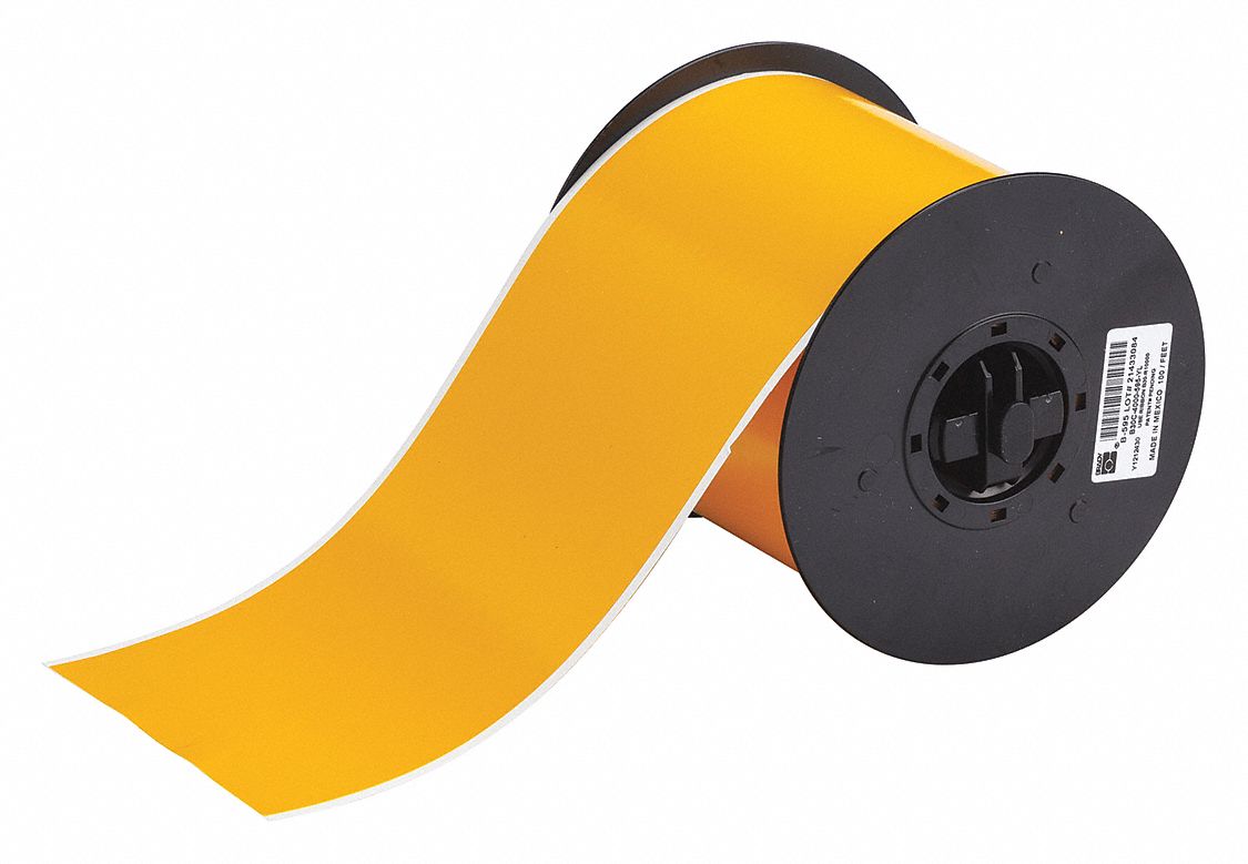CONTINUOUS LABEL ROLL, 4 IN X 100 FT, VINYL, YELLOW, OUTDOOR