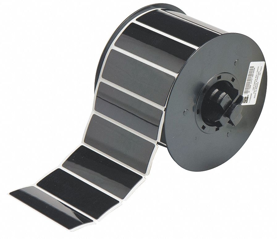 Pre-Cut Label Stock Roll: 1 in x 3 in, Polyester, Black (Gloss), 300 Labels per Roll