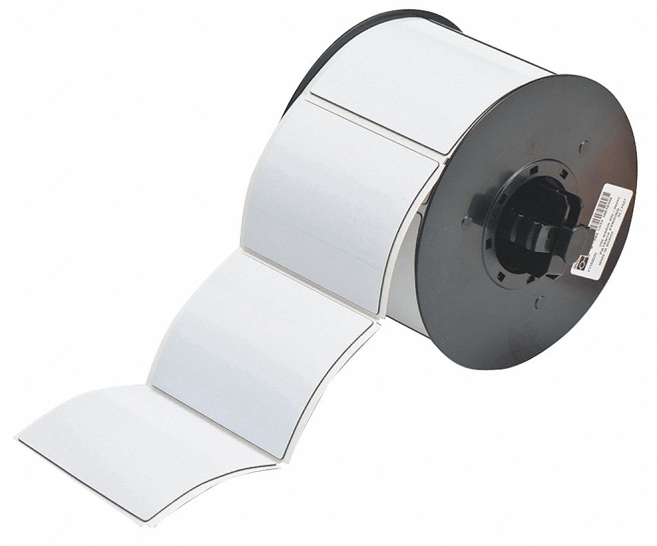 Pre-Cut Label Stock Roll: 2 1/2 in x 3 in, Polyester, White (Gloss), 125 Labels per Roll