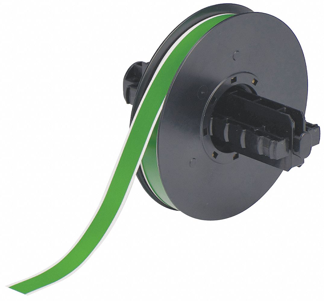 Continuous Label Stock: 1/2 in x 100 ft, Polyester, Green (Gloss), Outdoor