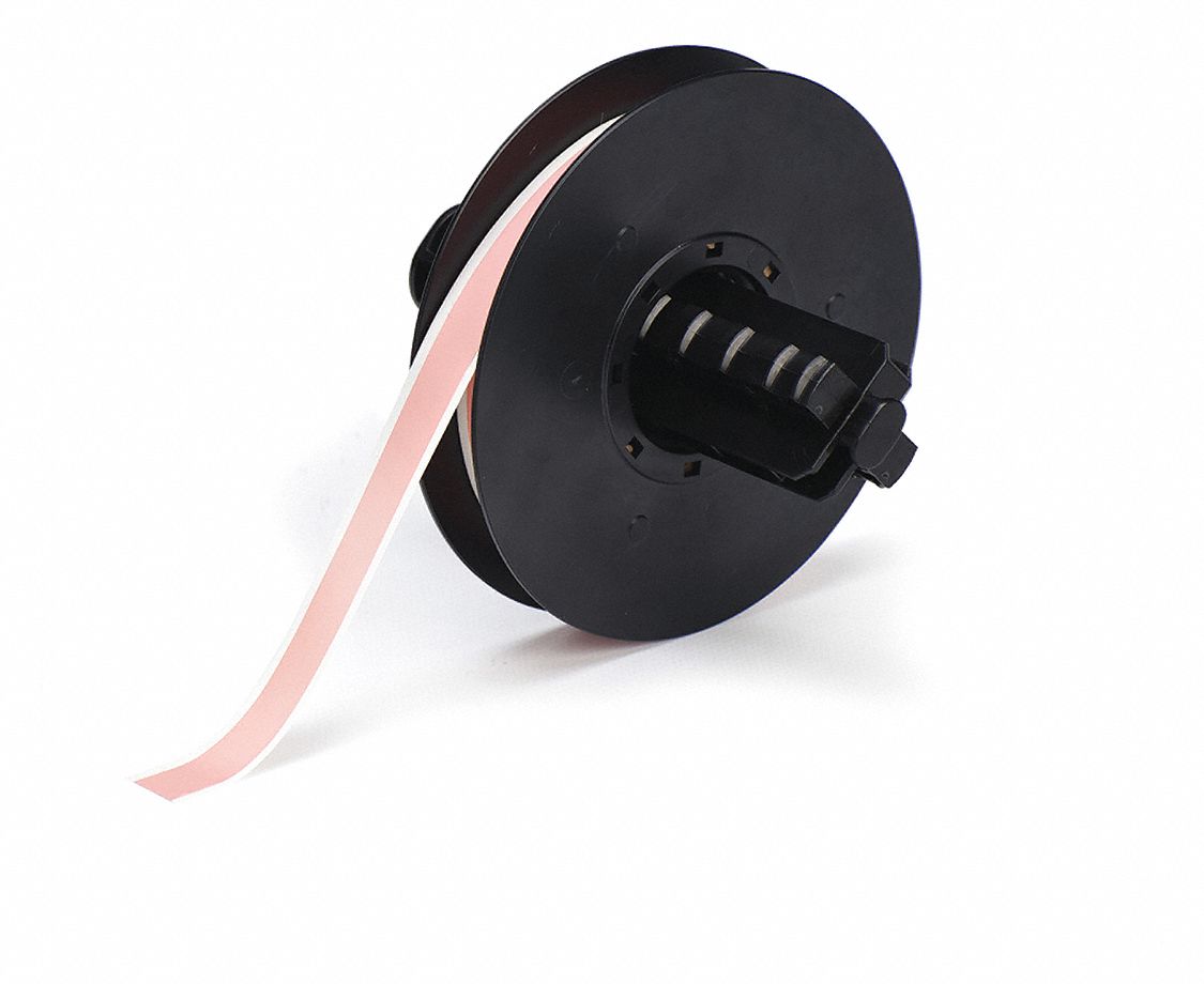 Continuous Label Stock: 1/2 in x 100 ft, Polyester, Pink (Gloss), Outdoor