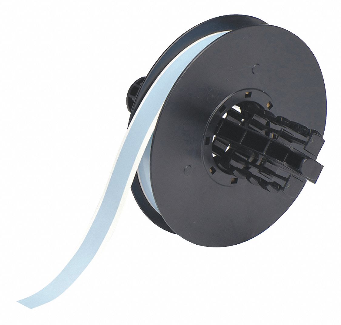 Continuous Label Stock: 1/2 in x 100 ft, Polyester, Blue (Gloss), Outdoor