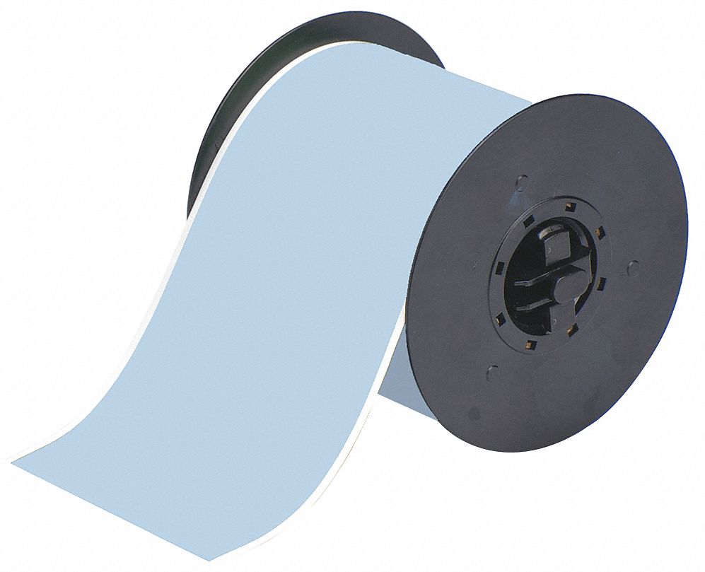 BRADY Continuous Label Roll 4 in x 100 ft, Low Halide Polyester, Blue