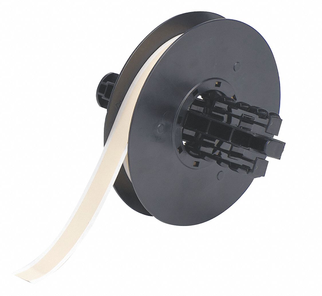 Continuous Label Stock: 1/2 in x 100 ft, Polyester, Tan (Gloss), Outdoor