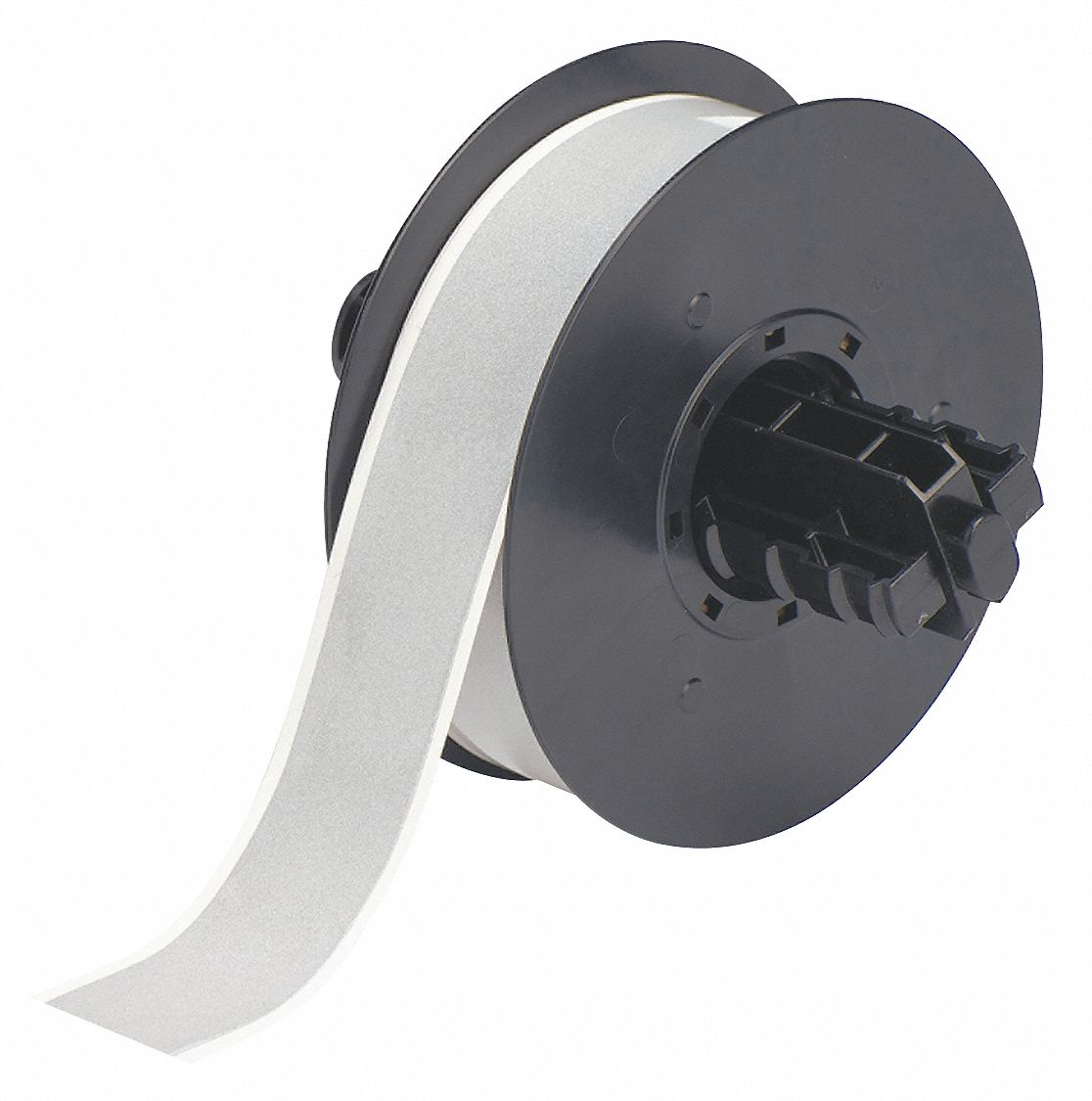 Continuous Label Stock: 1 1/8 in x 100 ft, Metalized Polyester, Silver