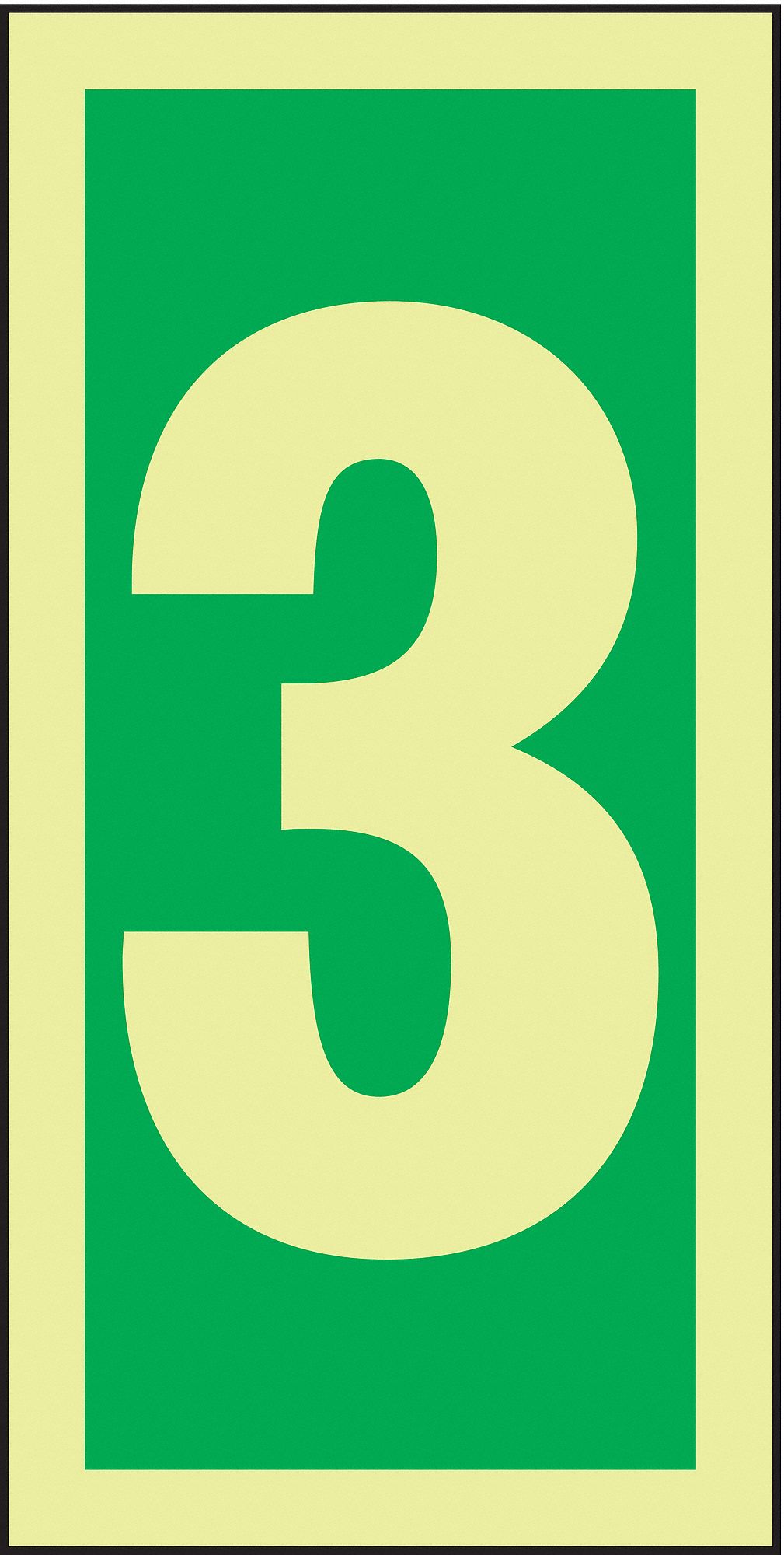 Number Sign,6 x In,GRN/Glow WHT,3,ENG