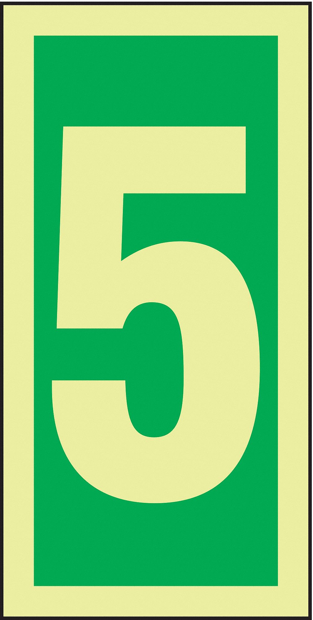 Number Sign,6 x 3In,GRN/Glow WHT,5,ENG