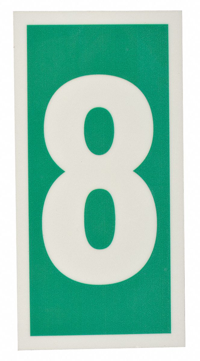 Number Sign,6 x 3In,GRN/Glow WHT,8,ENG