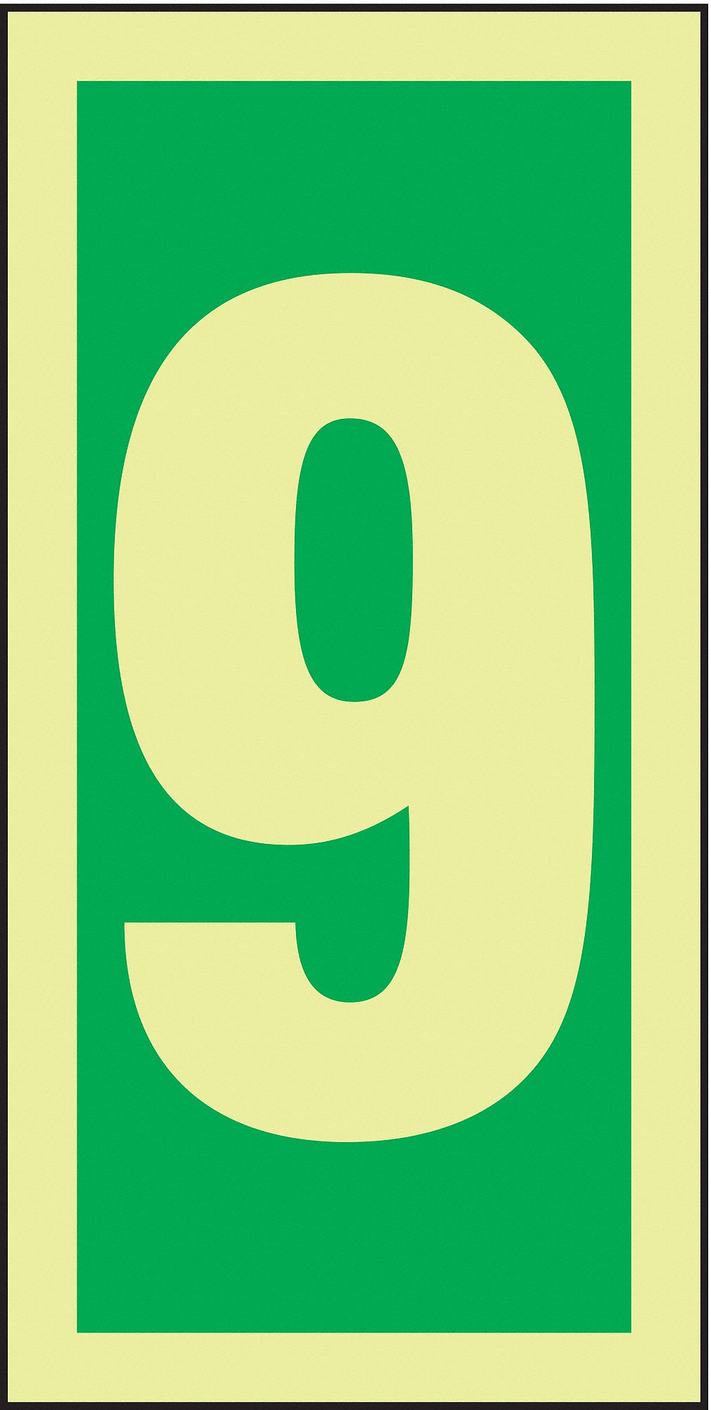 Number Sign,6 x 3In,GRN/Glow WHT,9,ENG