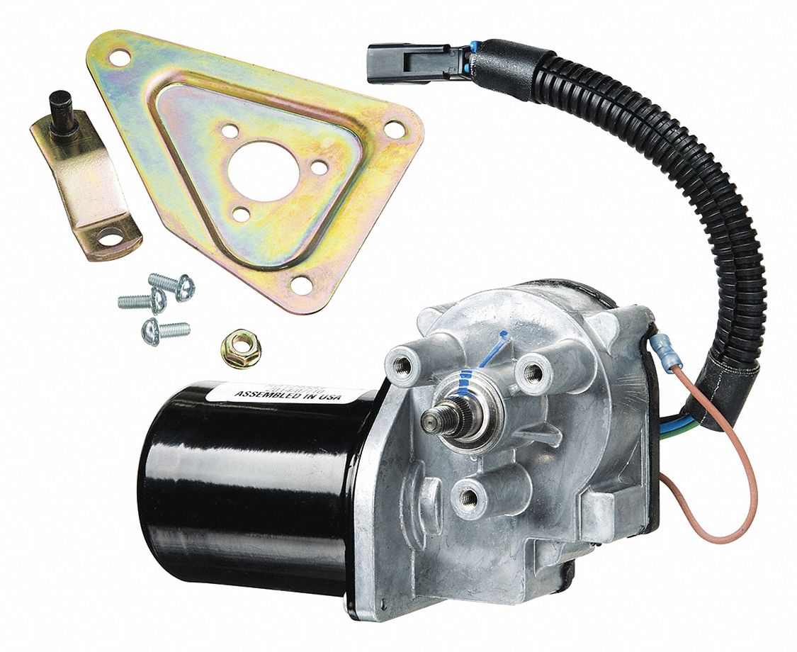 Wiper Motor: 12 V Volt, 1 in, International, Commercial Truck,  Crank/Nut/Screws/Wiring Connector