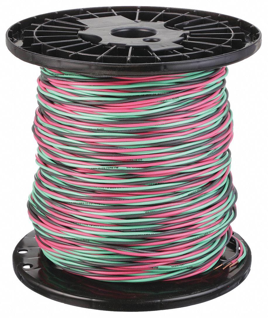 Twisted Submersible Pump Cable: 600 V, 2 Conductors, 500 ft Lg, 10 AWG, Black/Red