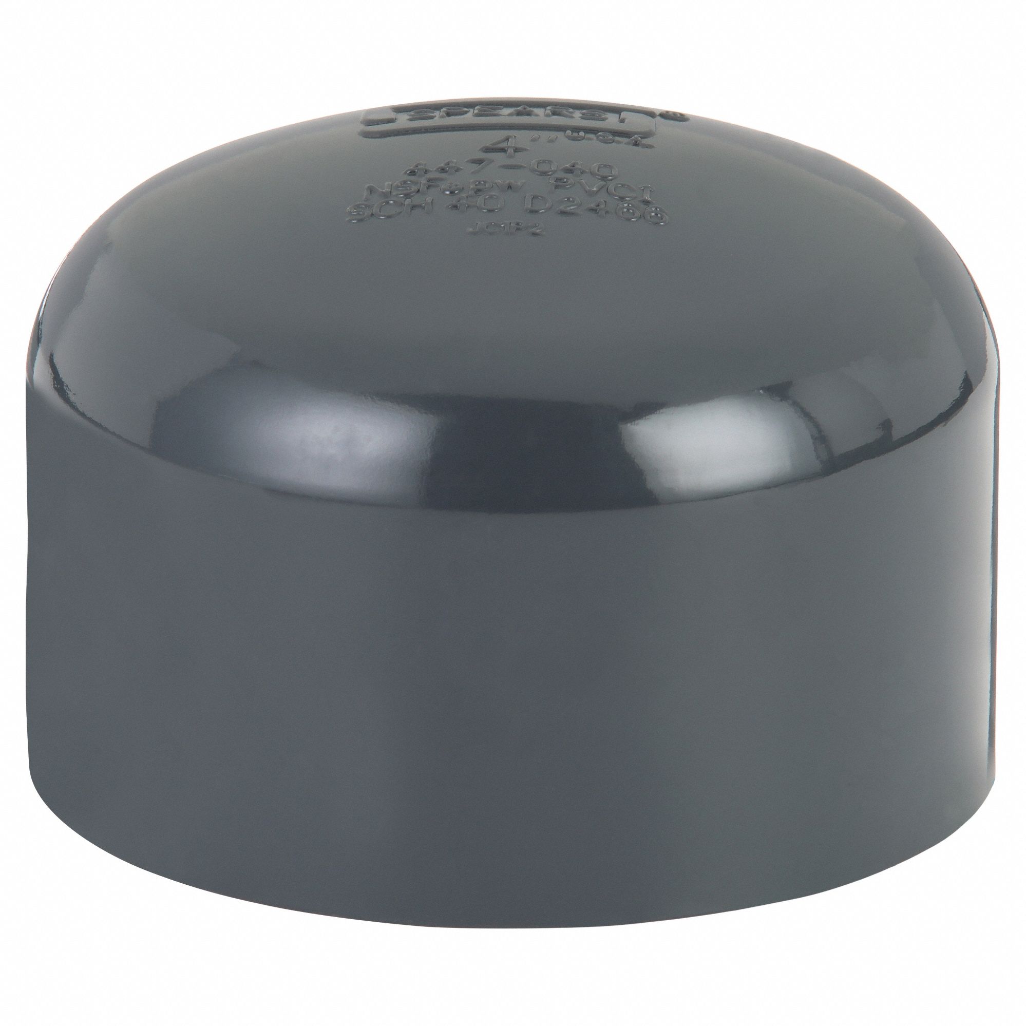 End Cap: PVC, For 4 in Duct Dia, 3 1/8 in Overall Lg, 4 1/2 in Inlet Dia, 0.1875 in Material Thick