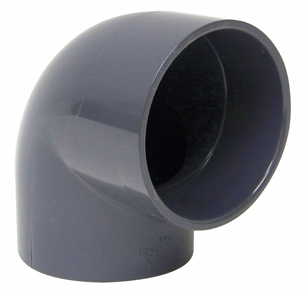 90 Degree Elbow: PVC, For 4 in Duct Dia, 4 1/2 in Overall Lg, 1 Pieces, 90° Angle