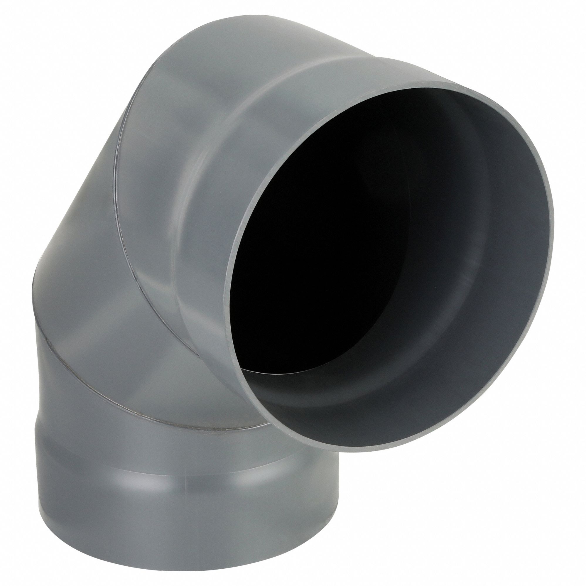 90 Degree Elbow: PVC, For 10 in Duct Dia, 13 3/4 in Overall Lg, 3 Pieces, 90° Angle