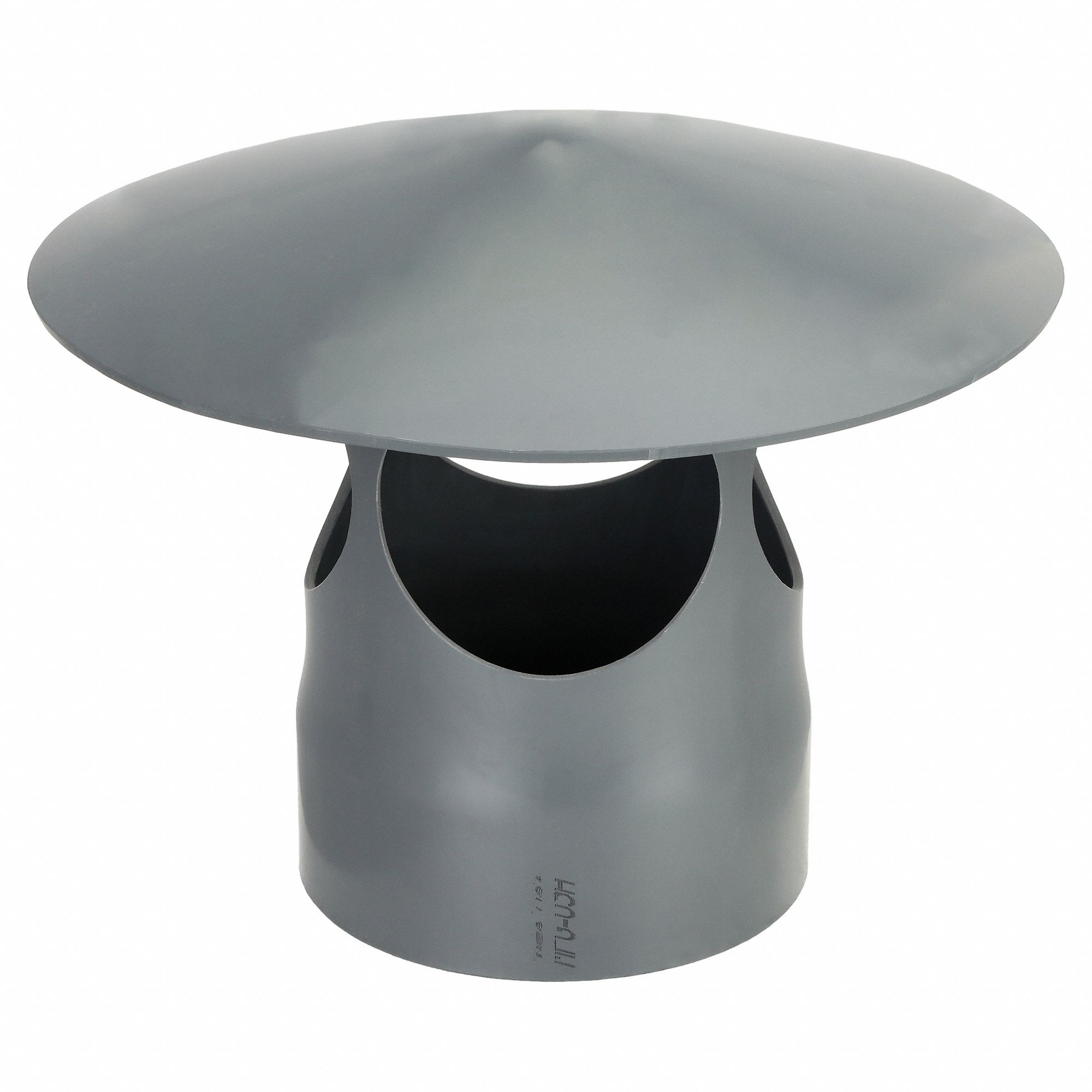 Rain Cap: PVC, For 10 in Duct Dia, 16 in Overall Lg, 10 3/4 in Inlet Dia, 0.1875 in Material Thick