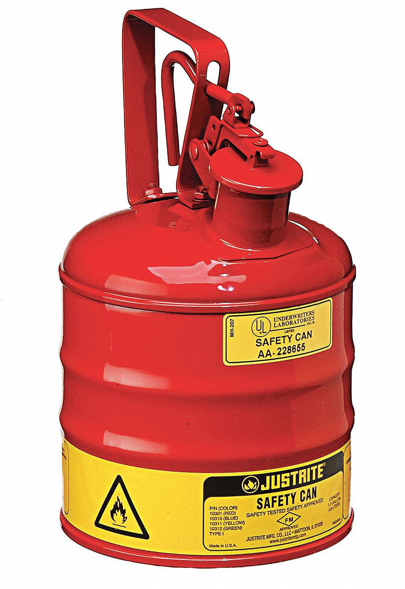 Red Galvanized Steel Type I Safety Can For Flammables JUSTRITE 10301 1 gal 