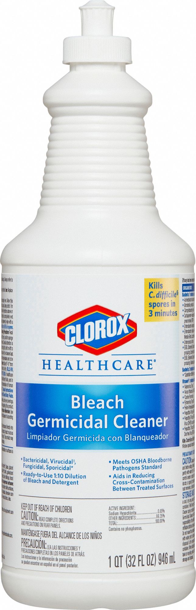 CLOROX HEALTHCARE, Bottle, 32 oz Container Size, Bleach Germicidal