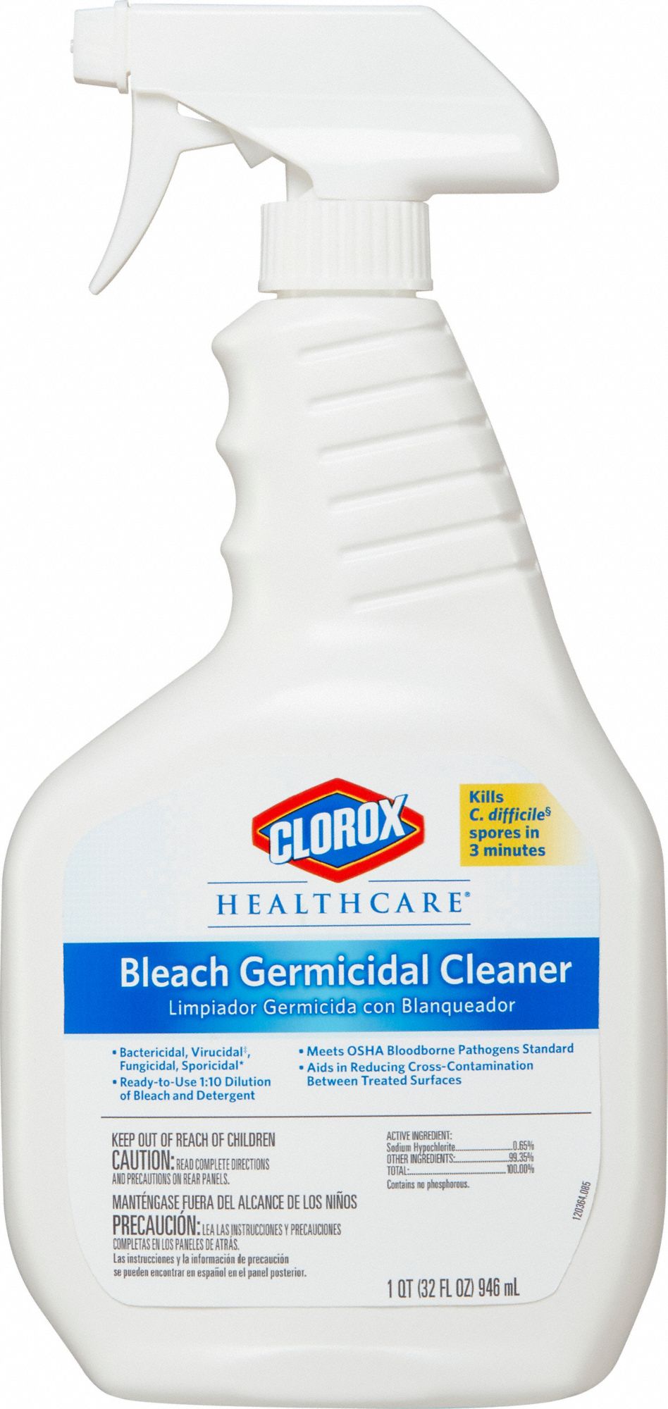 CLOROX HEALTHCARE, Jug, 128 oz Container Size, Bleach Germicidal Cleaner -  6VDE7