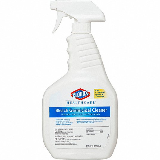 Bleach Germicidal Cleaner: Trigger Spray Bottle, 32 oz Container Size, 6 PK