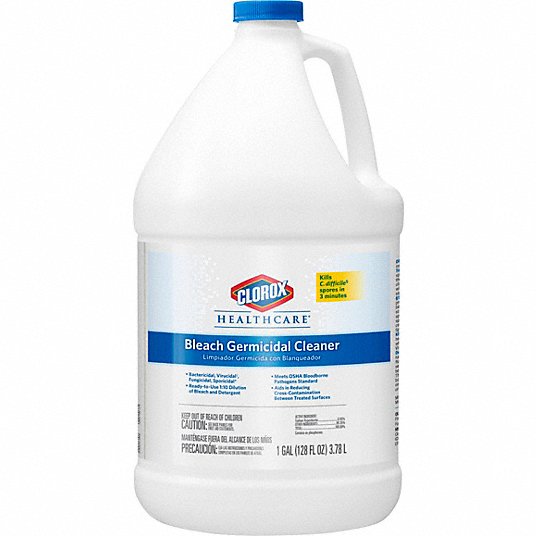 CLOROX HEALTHCARE, Jug, 128 oz Container Size, Bleach Germicidal Cleaner -  6VDE7