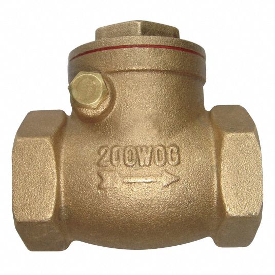 GRAINGER APPROVED Check Valve, 3/4 in, Single, Inline Swing, Brass