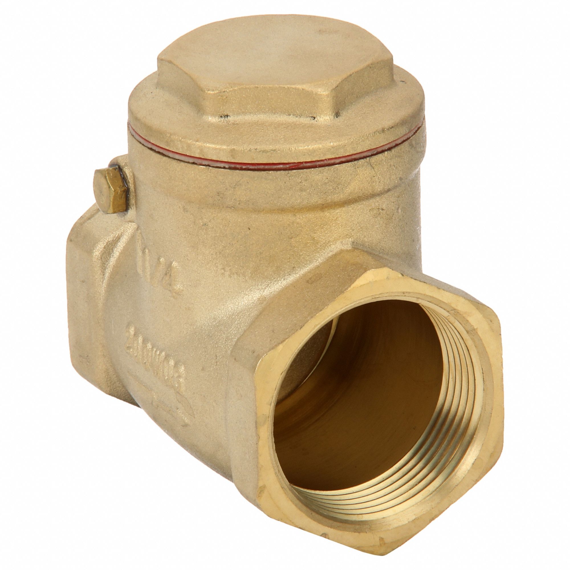 SWING CHECK VALVE, SWING, INLINE VALVE BODY, 1¼ IN PIPE, FNPT X FNPT, BRASS