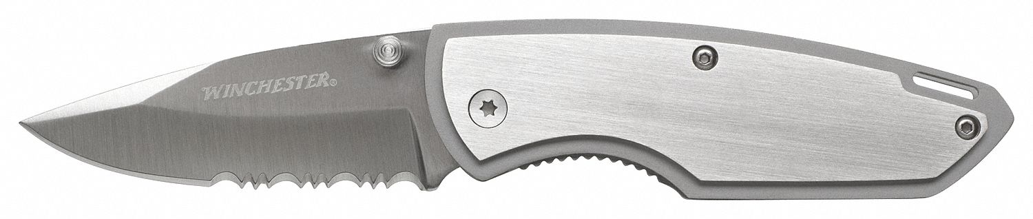 Winchester All Steel Clip Folding Knife, Serrated Edge [31-000312] 