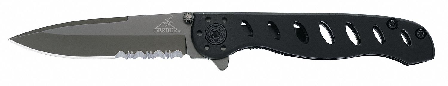 Folding Knife, Serrated, DropPoint, 2-3/4 L