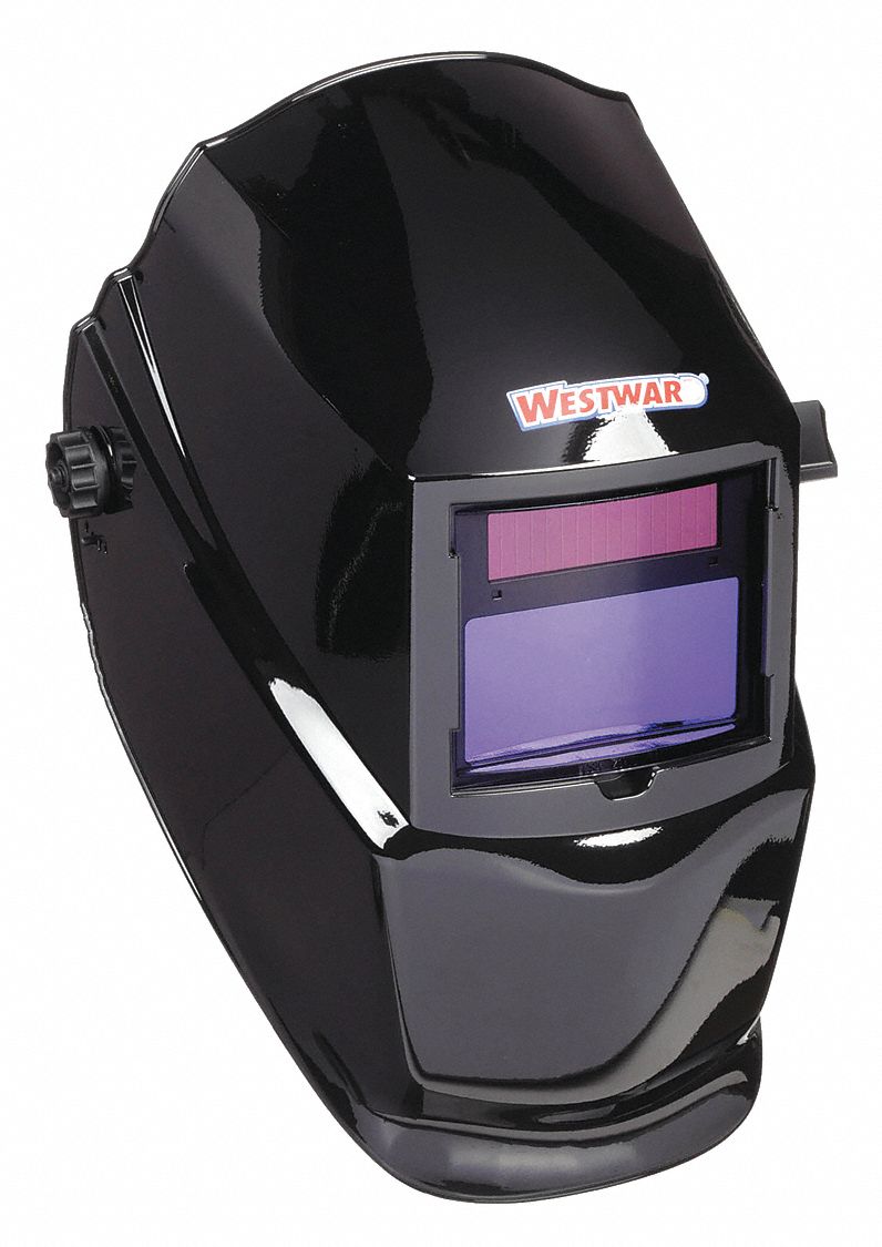 Welding Helmet: Auto-Darkening, 2 Arc Sensors, Black, W9-13, 3.82 in x 1.85 in, Analog