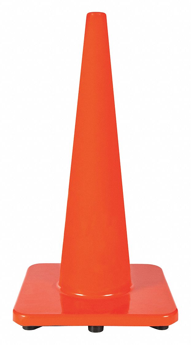 CÔNE DE SIGNALISATION, MINCE, JOUR OU ROUTE À BASSE VITESSE, NON RÉFLÉCHISSANT, 28PO, ORANGE, PVC