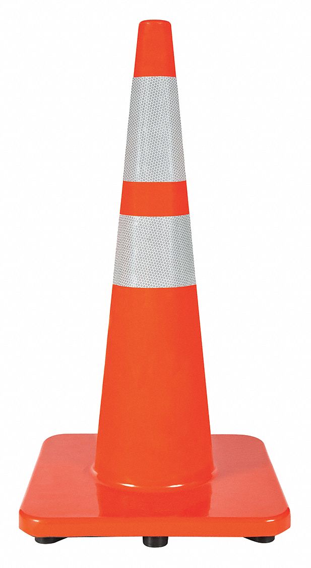 CÔNE DE SIGNALISATION, MINCE, NUIT OU ROUTE À GRANDE VITESSE, RÉFLÉCHISSANT, 28PO, ORANGE, PVC