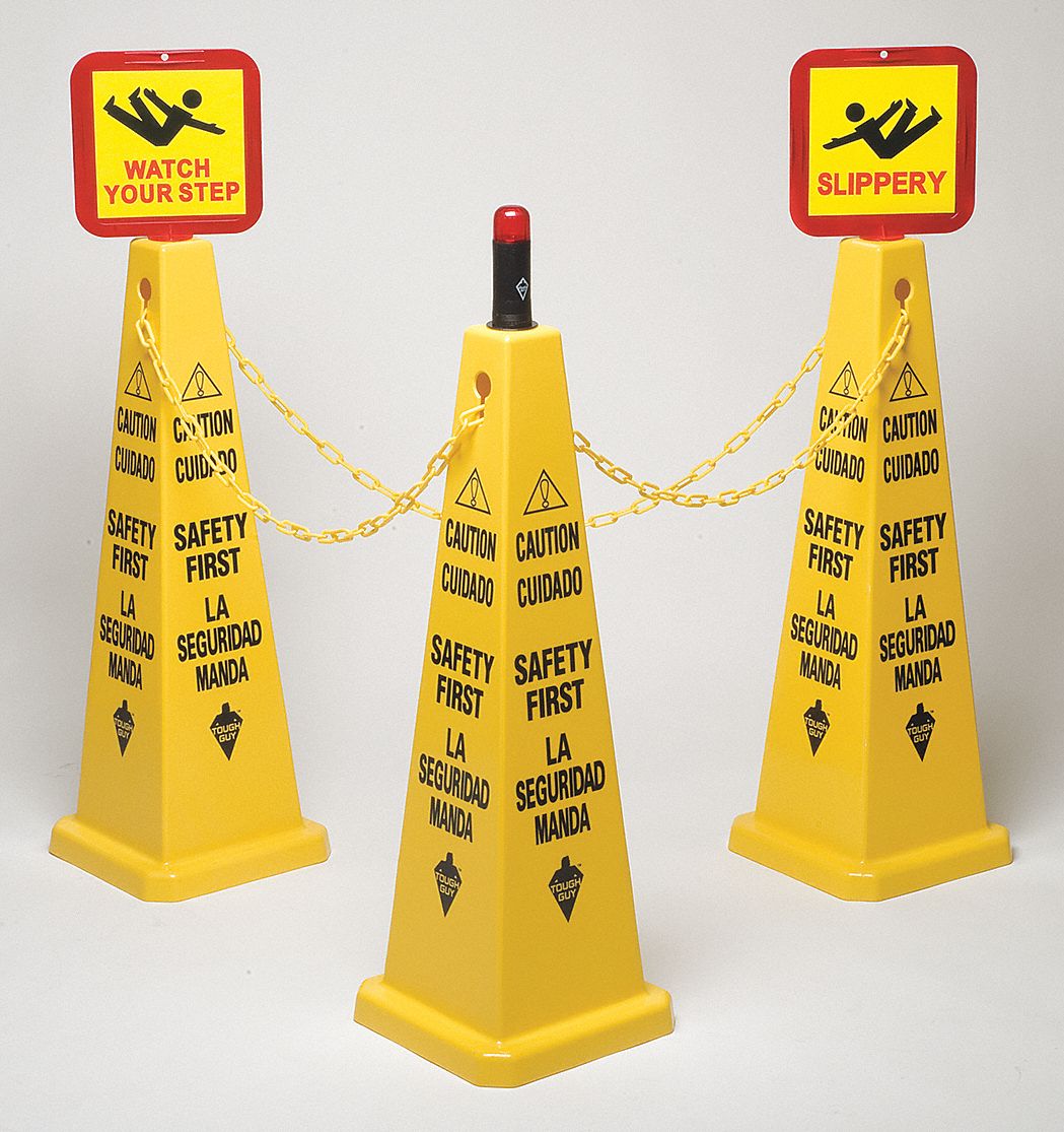  3 Yellow Cones Caution Safety First 26 In X 10 9 10 In Cone Size 