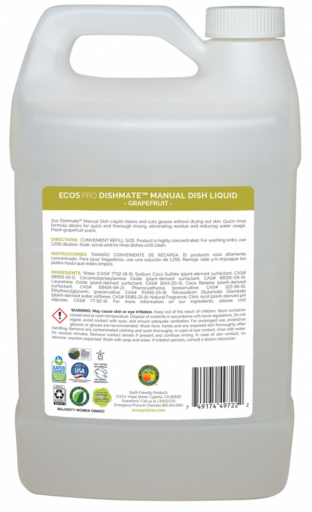 ECOS PRO Hand Wash, Dishwashing Soap, Cleaner Form Liquid, 1 gal