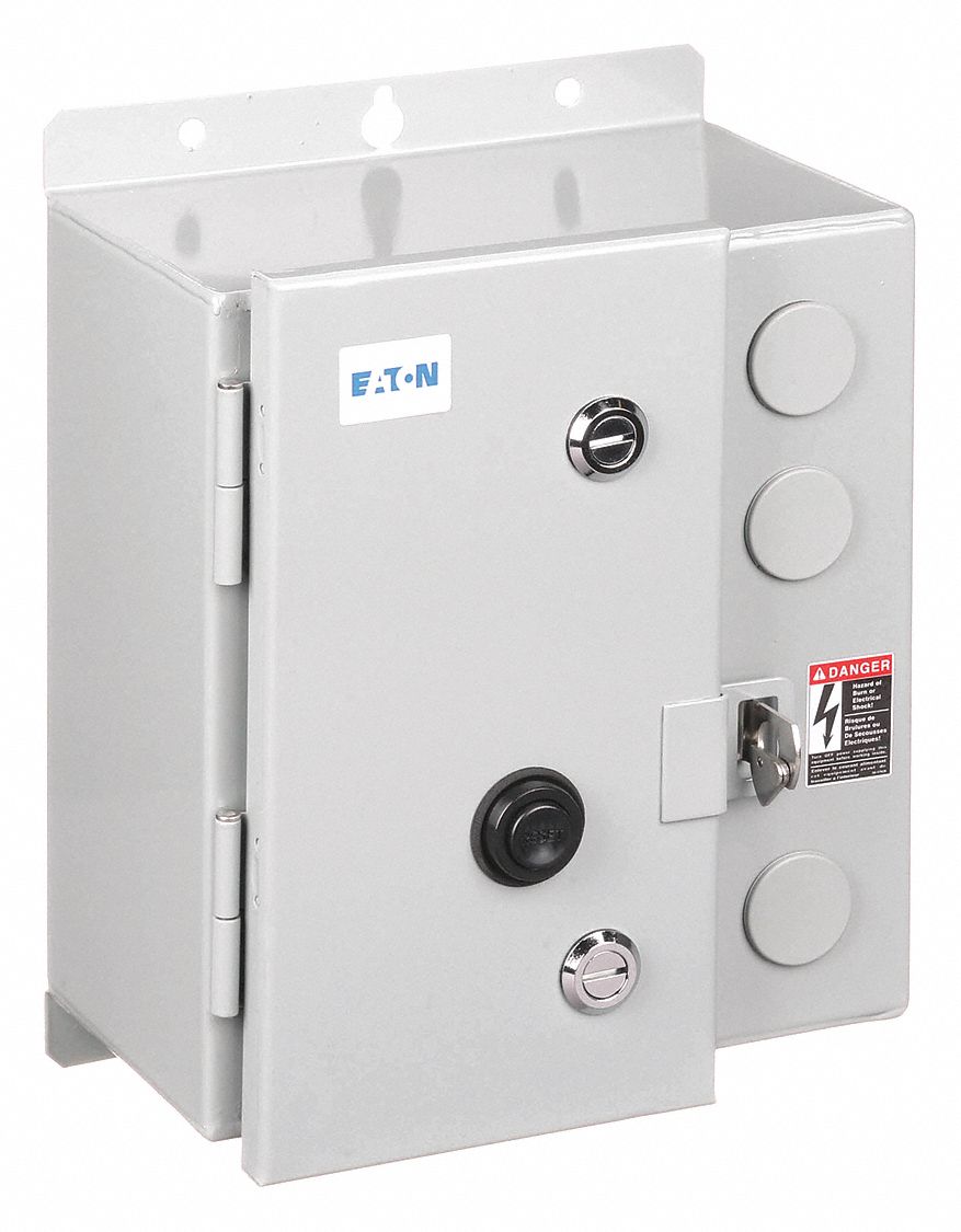 NEMA Magnetic Motor Starter: Non-Reversing, 3 Poles, NEMA Size 1, 27 A, 240V AC Coil