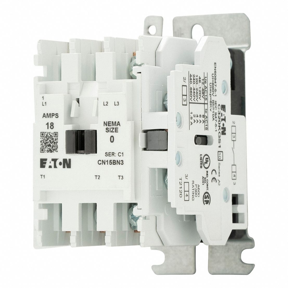NEMA Magnetic Contactor: Non-Reversing, 3 Poles, NEMA Size 0, 18 A, 208V AC