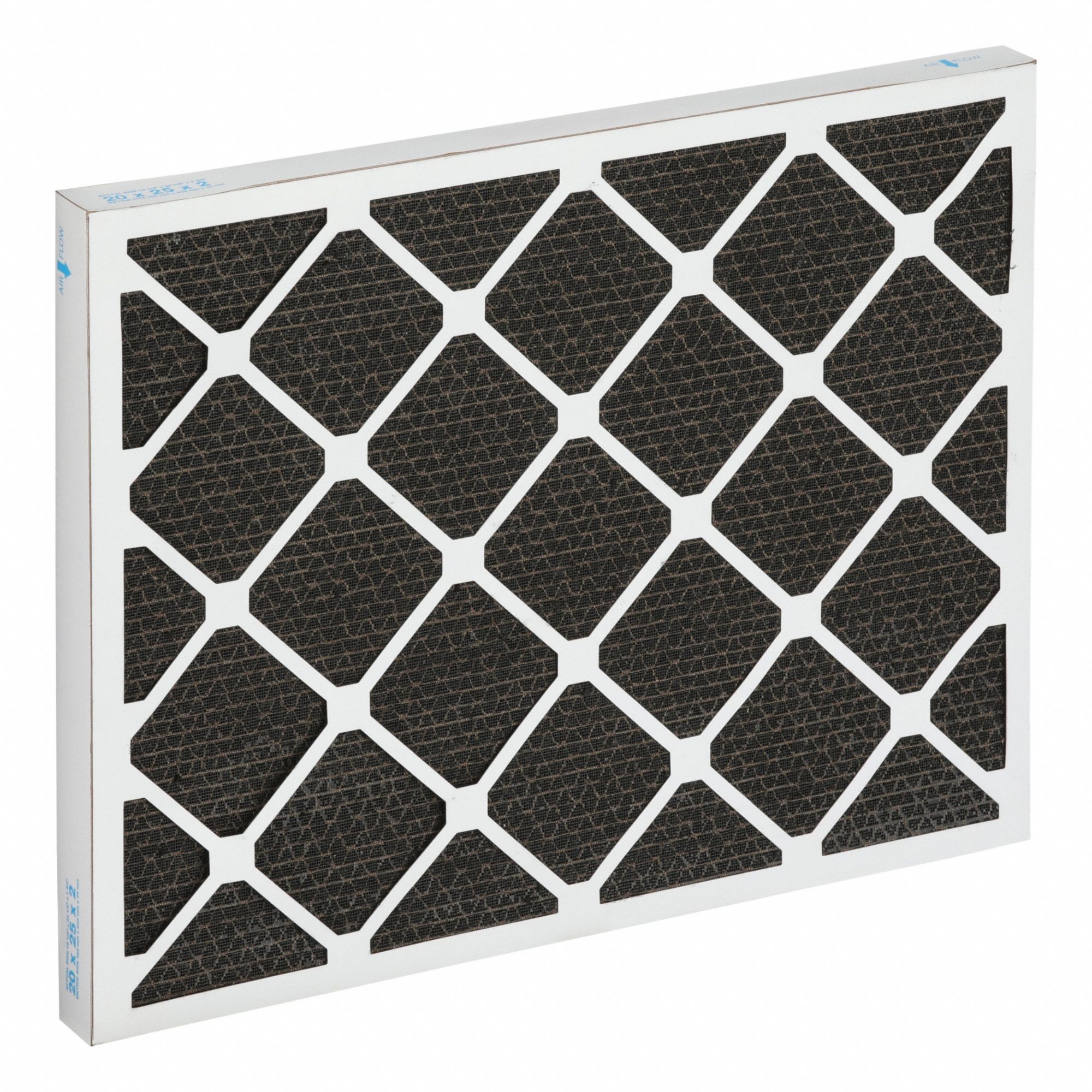 Odor Removal Non-Pleated Air Filter: 16 in x 20 in x 2 in, Activated Carbon, 60% CCL4 Activity