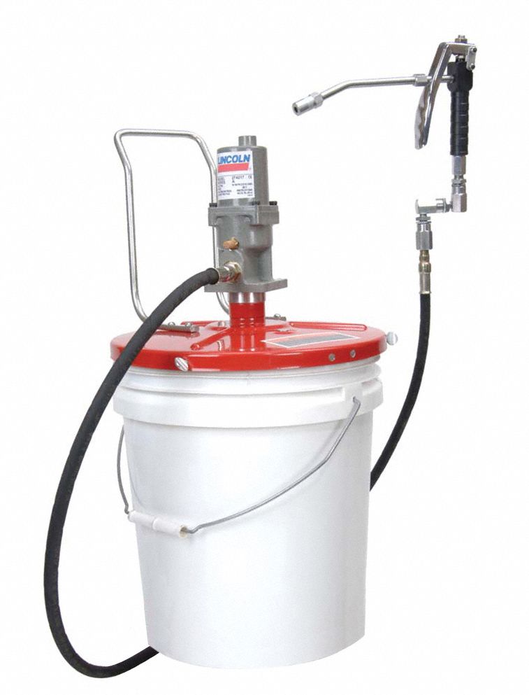 2 in Air Motor Size, 25 to 50 lb Container Fits Container Size, Grease Pump with Gun 6WB20