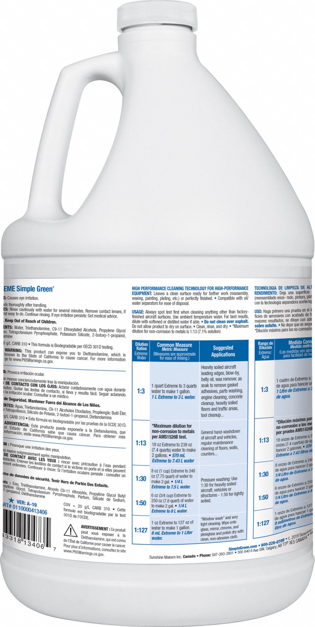 SIMPLE GREEN Cleaner/Degreaser: Water Based, Jug, 1 gal Container Size ...