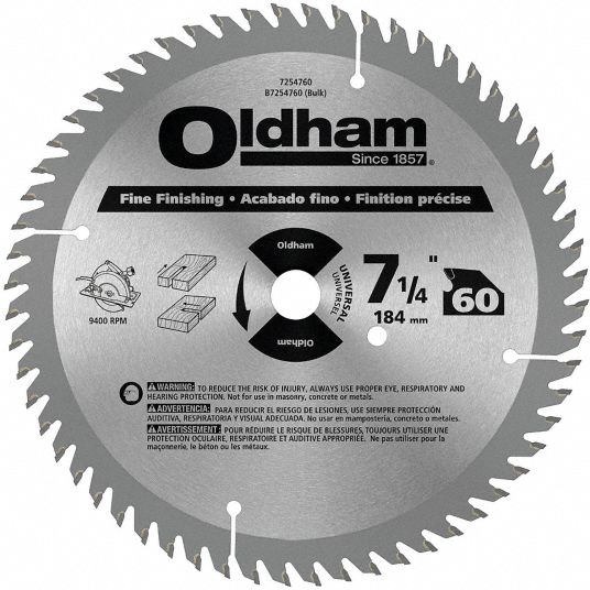 OLDHAM Circular Saw Blade, 7 1/4 in Blade Dia. 6WB717254760 Grainger