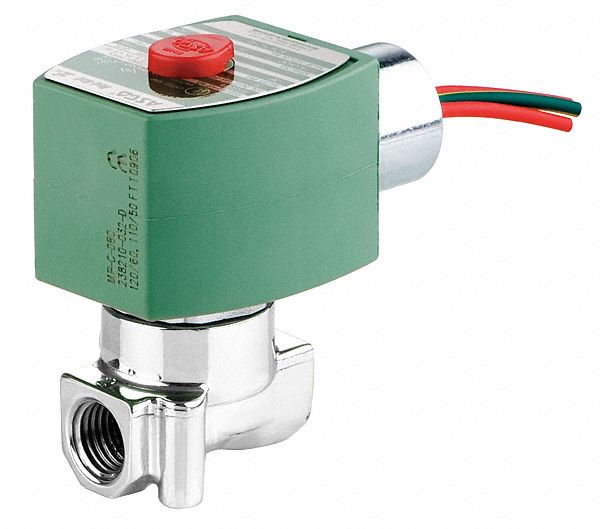 SOLENOID VALVE: 2-WAY, NORMALLY CLOSED, ¼ IN PIPE SIZE, 110V AC/120V AC, HIGH FLOW