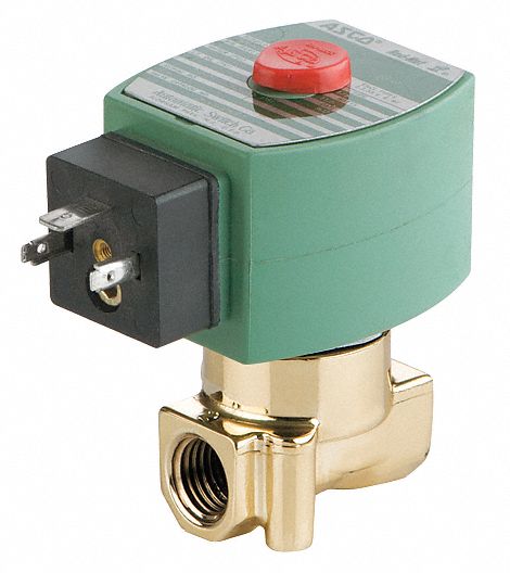SOLENOID VALVE: 2-WAY, NORMALLY CLOSED, ¼ IN PIPE SIZE, 110V AC/120V AC, HIGH FLOW, DIN
