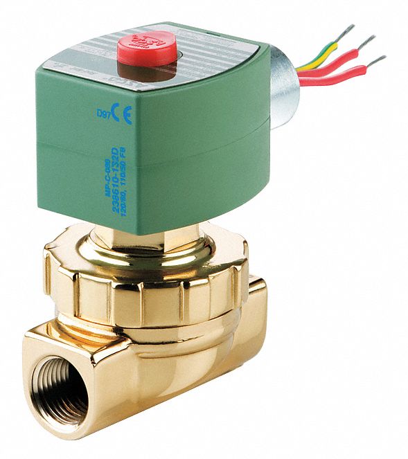 SOLENOID VALVE: 2-WAY, NORMALLY CLOSED, ¾ IN PIPE SIZE, 220V AC/240V AC, BRASS BODY