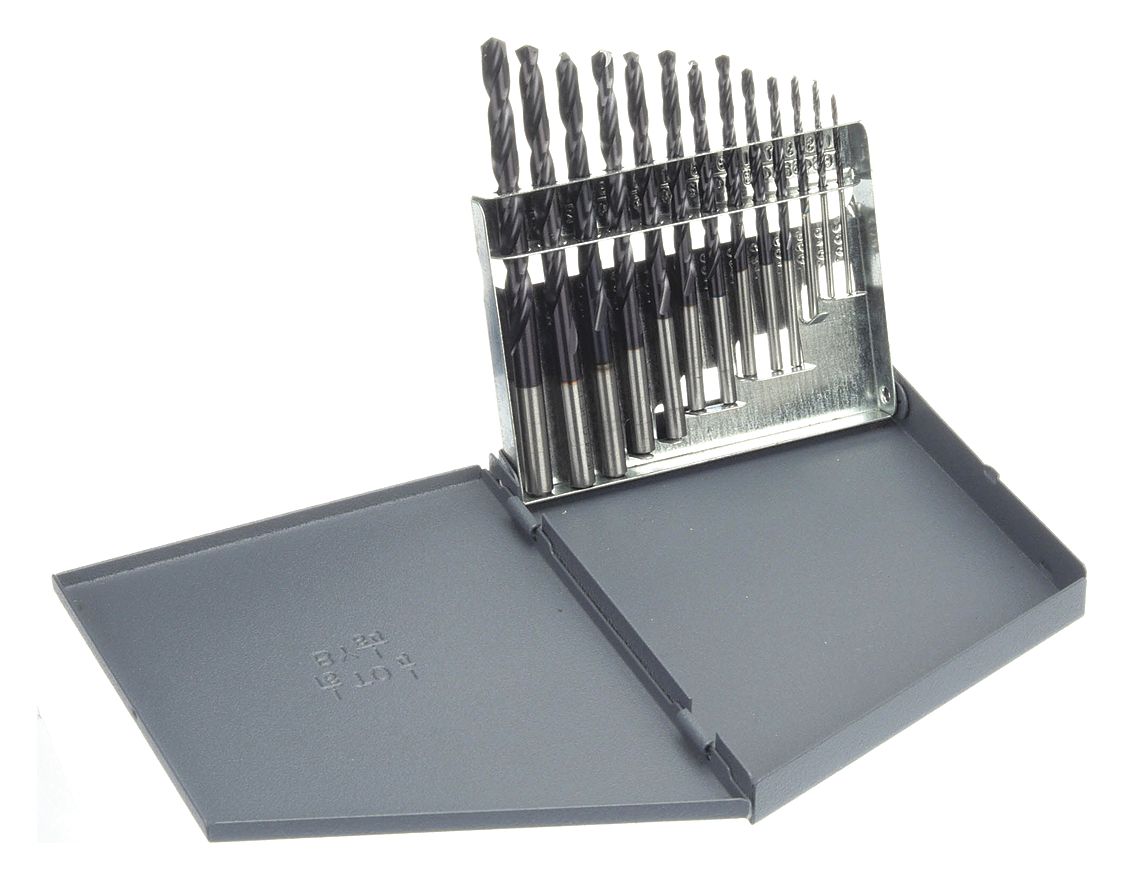 JOBBER LENGTH DRILL BIT SET, 1/16 IN SMALLEST BIT, ¼ IN LARGEST BIT, HSS