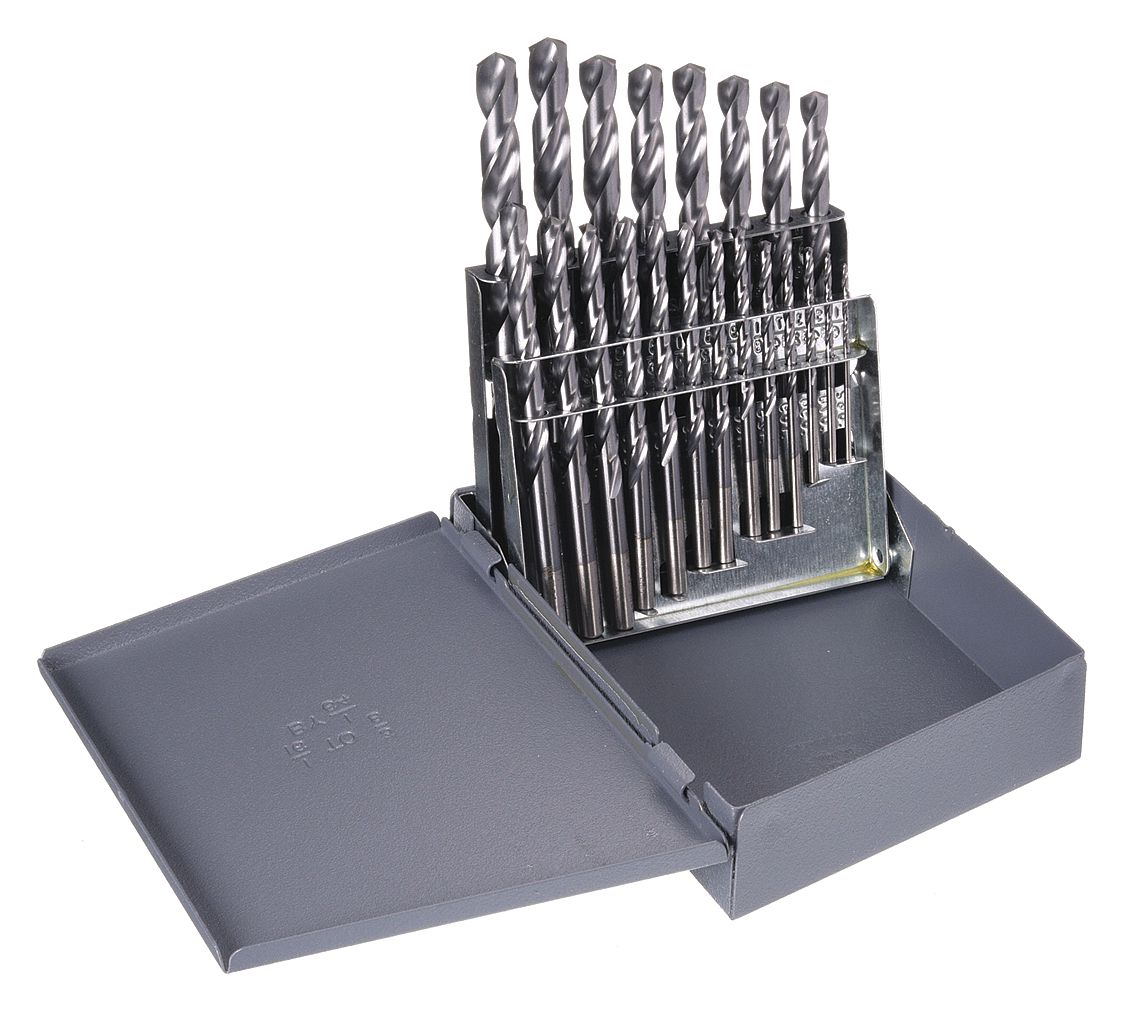 JOBBER LENGTH DRILL BIT SET, 1/16 IN SMALLEST BIT, ⅜ IN LARGEST BIT, HSS