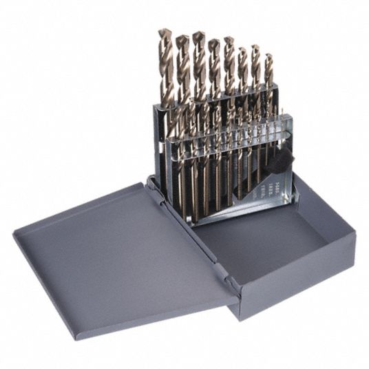 CHICAGO-LATROBE, 0.50 mm Smallest Drill Bit Size, 19 Drill Bits, Jobber ...